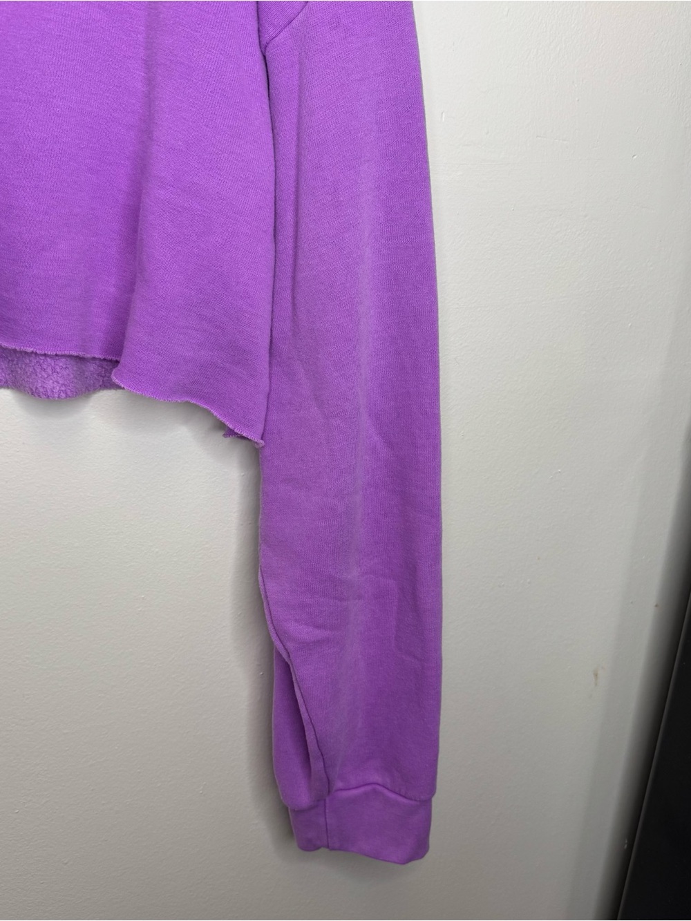 Aviator Nation Rugby Stitch Cropped Crewneck Sweatshirt Neon Purple Large - Picture 6 of 12